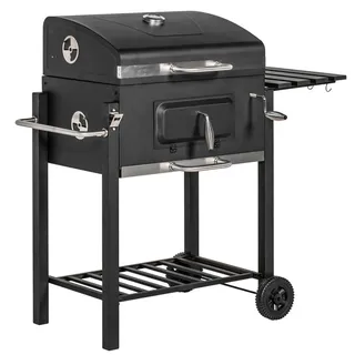 Outsunny Holzkohlegrill Grillwagen Grill BBQ Holzkohle Kohlegrill Gartengrill
