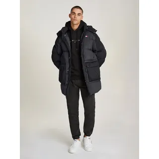Steppmantel TOMMY JEANS "TJM TWO TONE PARKA", Herren, Gr. L, schwarz, Web, Obermaterial: 100% Polyamid, casual, Langarm elastischer Bund, Mäntel, kontrastfarbene Einsätze