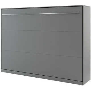 Schrankbett Concept PRO Horizontal, Wandklappbett, Bettschrank, Wandbett, Schrank mit integriertem Klappbett, Funktionsbett (140 x 200 cm, Grau, Horizontal)