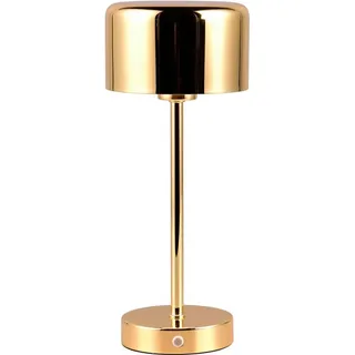 Reality Leuchten LED Tischleuchte JEFF, Dimmfunktion, USB-Ladefunktion, LED fest integriert, Warmweiß, Akku Tischlampe mit USB-C Anschluss, Touchdimmer 4 Stufen, Höhe 30cm goldfarben