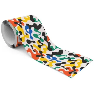 Muralo Tapetenbordüre selbstklebend 10 cm x 300 cm Papier Blau/Grün/Rot/Schwarz/Weiß