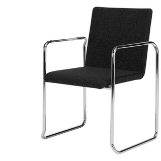 Mauser Sitzkultur Freischwinger, Schwingstuhl mit Armlehne-n, Konferenzstuhl im Bauhaus-stil, Schwarz schwarz
