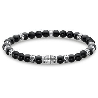 THOMAS SABO Armband für Herren mit polierten Beads aus Onyx sowie kunstvoll designten Beads aus geschwärztem 925er Sterlingsilber, Länge 17cm, A2087-507-11-L17