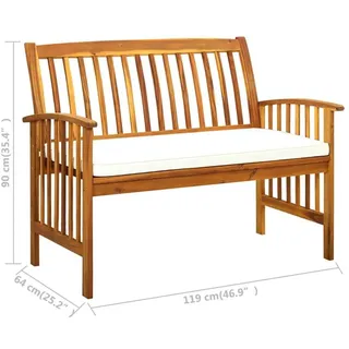 vidaXL Gartenbank 119 x 66 x 91 cm Cremeweiß