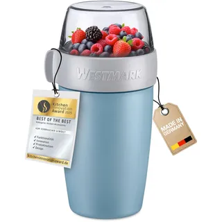 Westmark Müslibecher – praktischer Joghurtbecher to go, Becher ideal für Müsli, Suppe, Porridge oder Joghurt, Mikrowellen- und Tiefkühler-geeignet – 700 ml, BPA-frei, Blau