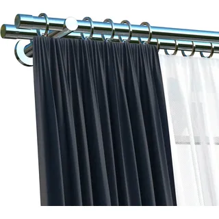 indeko Gardinenstange Linz, Ø 20 mm, 2-läufig, Wunschmaßlänge, mit Bohren, verschraubt, Stahl, Komplett-Set inkl. Montagematerial silberfarben Ø 20 mm x 350 cm