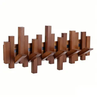 BlingBin Garderobenleiste Wandgarderobe aus Holz, 6 klappbare Haken (1er Set, 1 St., 40,5 x 19,5 cm), Klaviergarderobe aus Naturholz, 6 Haken, Wandkunst, Walnussfarbe 40.5 cm x 19.5 cm x 3.5 cm