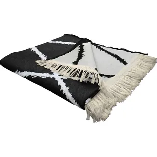 Wohndecke ADAM "Casket Valdelana" Wohndecken Gr. B/L: 145 cm x 190 cm, schwarz (schwarz, weiß) Baumwolldecken mit grafischem Muster, Kuscheldecke