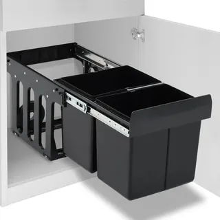 vidaXL Abfallbehälter für Küchenschrank Ausziehbar Soft-Close Abfallsorter Küchen Einbau Abfalleimer Abfallsammler Mülltrenner Mülleimer 36L