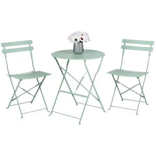 Arti Casa Bistro-Set 3-teilig Grün - Klappbares Metall Gartenmöbel-Set für Balkon oder Terrasse - Runde Tisch mit 2 Stühlen