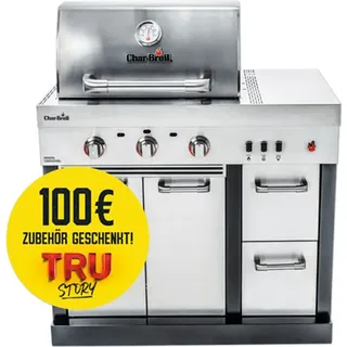 Gasgrill Char-Broil Ultimate 3200 3 Brenner Edelstahl inkl. Ablage, Deckelthermometer, Fettauffangschale, Seitenablage, Warmhalterost, Grillrost