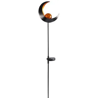 BURI Kugelleuchte Solar Metall-Gartenstecker 95cm LED Glaskugel Gartendeko Mond Tropfen