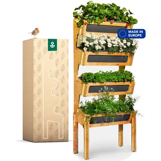 Bloomify® Vertikales Hochbeet mit 4 Etagen – inkl. 4 rausnehmbarer Pflanzkästen – Aufbau ohne Schrauben – Vertikalbeet für Balkon, Terasse & Garten