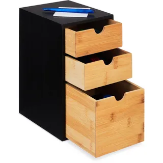 Relaxdays Schubladenbox 28,5 x 22 x 17,5 cm 3-tlg. schwarz