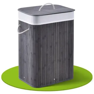 Juskys Bambus Wäschekorb Curly 72 Liter Grau