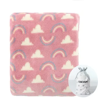 CREVENT 75cmX100cm Gemütliche Flauschige warme Fleece Baby Krippe Decke für Unisex Kleinkind Krippe Kinderbett Kinderwagen (Coral Red Rainbow)