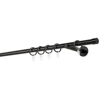 Gardinenstange MYDECO "20mm Cap Wandträger 12 cm" Gardinenstangen Gr. L: 140 cm, 1 läufig, schwarz Gardinen Vorhänge