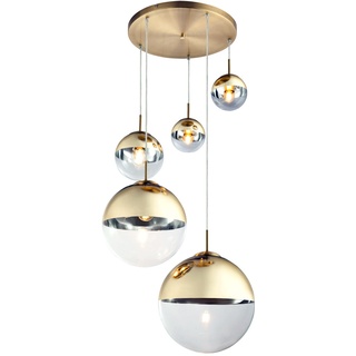 Decken Pendel Lampe Glas Kugel Wohn Zimmer Hänge Leuchte gold im Set inkl. LED Leuchtmittel
