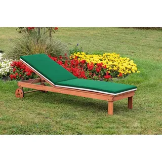 Merxx Gartenliege mit Rollen + 1 Wendeauflage, grün/beige, Eukalyptus