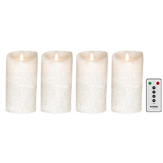 sompex 4er Set Flame LED Echtwachskerzen 18cm weiß Frost mit Fernbedienung, 35741, Adventskranz-Set