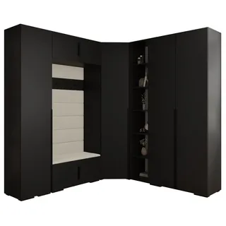 ABIKS MÖBEL Kompaktgarderobe INOVA 1 SATZ 2 Möbelset, Garderobe mit Kleiderstange und Regalen schwarz