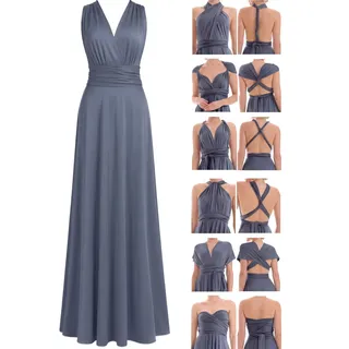 Juvell Brautjungfernkleider lang - Infinity Dress Maxi - Abendkleider elegant-festlich - Multiway-Wickelkleid - Hochzeit-Abiball-Bridesmaid - 1000 (46-50 Grau-Blau) - 46-50 Große Größen