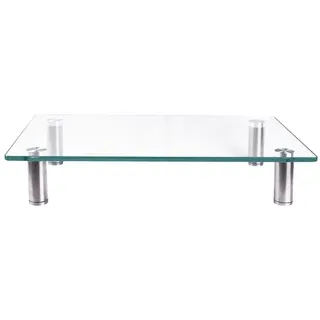 Mucola Monitor-Halterung Monitorerhöhung Bildschirmerhöhung Tisch TV Aufsatz Glasaufsatz Glas, (bis 0 Zoll, Stück, Premium-Monitor Tisch, Sicherheitsglas) weiß 56 cm