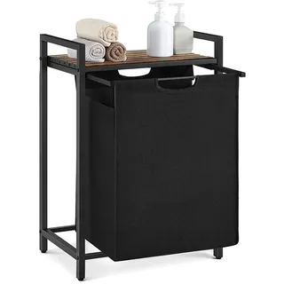 VASAGLE Wäschesammler mit Ablage 50 cm x 33 cm x 72 cm Braun-Schwarz