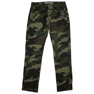 Girls Fashion 5-Pocket-Jeans Mädchen Army Tarnhose, Camouflage Muster M8153 grün 122