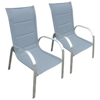 MERXX Gartenstuhl Lucca (Set, 2 St), 2er Set, Alu/Textil, stapelbar grau