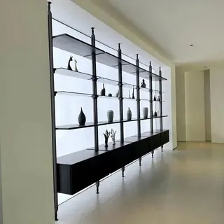 Xlmoebel Bücherregal XLMOEBEL Regalwand aus Holz und Glas im modernen Design, Made in Europa schwarz