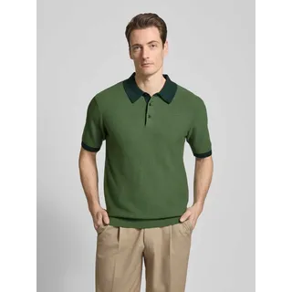 Regular Fit Poloshirt mit Strukturmuster, Gruen, XL