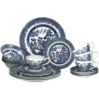 Churchill Teller, Schüsseln, Tassen 20 Stück Geschirr Set 20 Stück Set Blue Willow