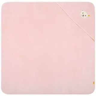 Steiff Baby Badetuch mit Kapuze - Teddymotiv, Baumwoll-Frottee, uni, 100x100cm Rosa