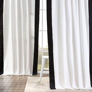 HPD Half Price Drapes Panama PRCT-VC1716-84 Baumwollvorhänge für Wohnzimmer, Schlafzimmer, 1 Panel, frisches Popcorn und Schwarz, warmes gebrochenes Weiß und Schwarz, 127 x 213 cm
