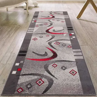 Mazovia Läufer Flur 120x200cm Anthrazit Grau Geometrisch 90er-Retro Weich