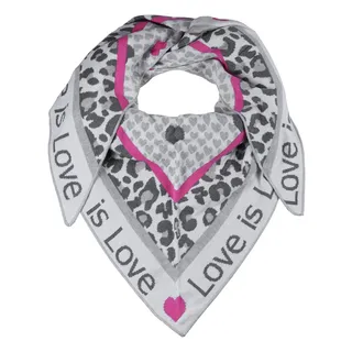 Zwillingsherz Dreieckstuch Love is Love Stola Schal aus Wolle für Damen Mädchen Jungen Kinder - Hochwertiges Baumwoll- Halstuch mit Leo und Herz Muster - Damenschal für Sommer Herbst Winter - Einheitsgröße