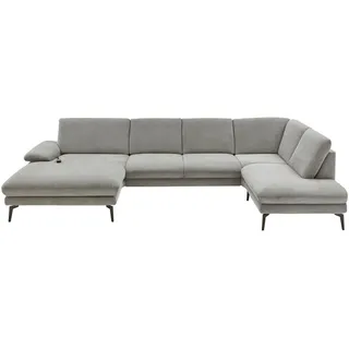 Dieter Knoll Wohnlandschaft Arzona, Grau, Metall, 5-Sitzer, Füllung: Kaltschaum, U-Form, 344x208 cm, Fußauswahl, Stoffauswahl, Sitzqualitäten, seitenverkehrt erhältlich, Hocker Rücken echt, individuell planbar, Wohnzimmer, Sofas & Couches, Wohnlandschaften, Wohnlandschaften in U-Form
