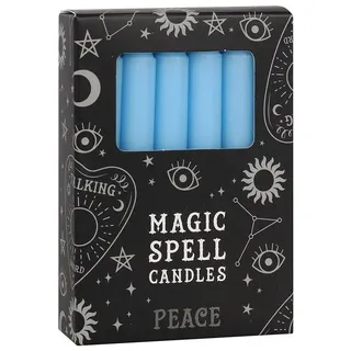 MystiCalls Stumpenkerze Wunschkerze Black Magic Hexenmagie Kerze Farbig Wunsch Spell Candel (12-tlg), Achtung: Brennende Kerzen nie unbeaufsichtigt lassen! blau