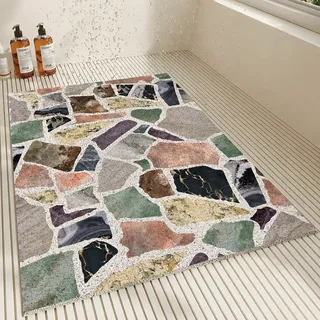 Pevfeciy Antirutsch dusche 100x100 cm Duschmatte rutschfest Modern Stil Duscheinlage rutschfest Weich Komfort PVC Antirutschmatte Mit Ablaufloch,Hohe Wasserdurchlässigkeit,für Nassbereiche