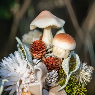 Herbstliche Deko Pilze Braun zum Stecken, Rustikale Tischdeko, 16er Set, Größen