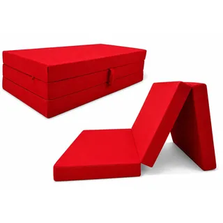 Odolplusz Klappmatratze Faltmatratze Klappbett - Made IN EU - als Matratze Gästebett Gästematratze einsetzbar (Rot, 80 x 200 cm)