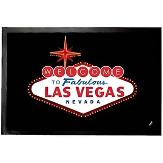 1art1 Las Vegas Logo Fußmatte Dekomatte Innenbereich | Design Türmatte 60x40 cm