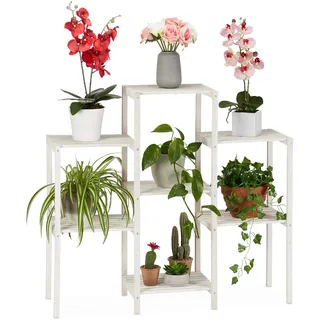 Relaxdays Blumenregal 86,5 x 95 x 29,5 cm Weiß