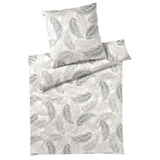Elegante Bettwäsche Palm, Satin, 2 teilig, angenehmes Hautgefühl beige