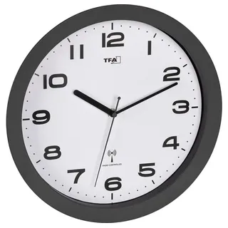TFA Funk Wanduhr 50 cm 60.3554.10 Anthrazit