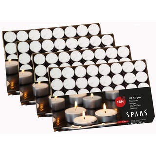 Spaas Teelicht 120 Teelichter SPAAS© Pro Kerzen Rußfrei 8h Brenndauer Weiß Gastro (Gastronomie Qualität, 480-tlg., in luxe Karton), Mit RAL-Gütezeichen