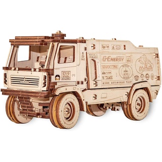 EWA Eco-Wood-Art 5309RR EWA EcoWoodArt 3D Holzpuzzle für Jugendliche und Erwachsene-Mechanisches Dakar Racing Truck MAZ Modell-DIY-Bausatz, Selbstmontage, kein Kleber erforderlich