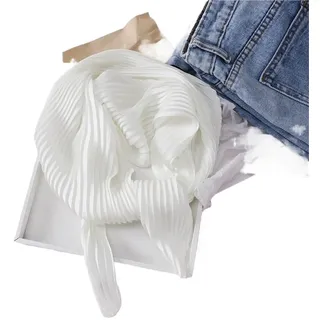 LYXYGMV 1 Stück 70 cm plissierter Seidenschal, einfarbiger Kleiner quadratischer Schal, einfarbig for Damen, saisonaler Leichter Schal Geeignet Für Party, Arbeitsplatz, Reisen(White)