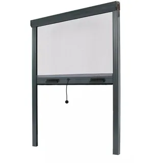 Fliegengitter Insektenschutzrollo Aluminium für Fenster - Anthrazitgrau, B100 x H160cm - Fiberglas Fliegengitternetz - Fliegengitterrollo Insektenschutz